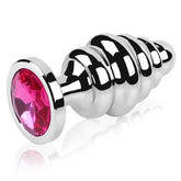 Stainless Steel Jewel Ribbed Butt Plug